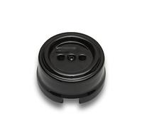 Base de enchufe vintage para pared - Base de corriente sin toma de tierra para hogares, hoteles rurales u oficinas - Porcelana negra - 250V - 16A - Enchufe europeo 2P Fontini