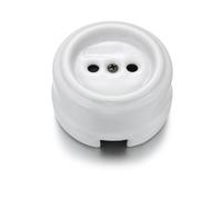 Base de enchufe vintage para pared - Base de corriente sin toma de tierra para hogares, hoteles rurales u oficinas - Porcelana blanca - 250V - 16A - Enchufe europeo 2P Fontini