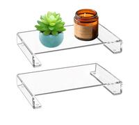 Base de exhibición de acrílico transparente, soporte elevador de 2 etapas para baño, organizador eficiente de espacio para lavado corporal, soporte de fragancia y champú, elegante podio acrílico para