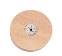 Base de exhibición de luz LED redonda de madera, soporte de lámpara de noche, adornos artísticos de resina de cristal, 8/10cm, 1 Uds.(A)