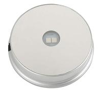 Base de Exhibición Giratoria LED Cristales Arte de Vidrio Luz Colorida Base de Exhibición de Cristal Giratoria Soporte de Exhibición de Taza Turner (Espejo Redondo 2 Luces Modelo Batería (Entrega)