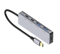 Base de expansión USB C de 4 puertos, velocidad rápida, transferencia de datos de 10 Gbps, PD100W, carga de aleaciones de aluminio, adaptadores portátiles USB C con disipación de calor