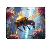 Base de Goma Alfombrilla de Ratón, Abeja Máquina Insecto Animal Flores Ciudad Construcción Alfombrilla Bordes Cosidos Mouse Mat 25X30cm para Laptop PC Gamers