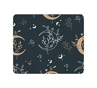Base de Goma Alfombrilla de Ratón Boho Luna sucursal Juego Mousepad Hojas Estrellas Alfombrilla de ratón para Juegos Mouse Mat 25x30cm para Ordenador,Oficina,Ratón