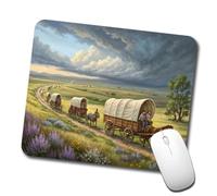 Base de Goma Alfombrilla de Ratón Carros Cubiertos del Viejo Oeste cruzando Prairie Western Alfombrilla Ratón Tapete de Juego 25x30cm para Ordenador,PC,Juegos