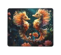 Base de Goma Alfombrilla de Ratón, Hermosa Pareja de caballitos de mar, Antideslizante Alfombrilla Gaming, Mousepad, 25X30cm, Jugadore, Laptop, Trabajo