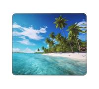 Base de Goma Alfombrilla de Ratón, Isla con Playa de Sand y Palmeras Alfombrilla Multifuncional Gaming Mouse Pad 25X30cm para Laptop Juegos Oficina