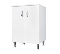 Base de lavandería de melamina suministrada montada, Estante de Apoyo Interior, Apto para Interiores, 60 x 50 x 85 cm, Color Blanco.