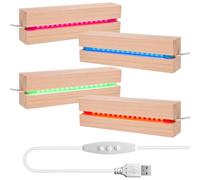 Base de madera LED, 4 unidades de zócalos de luz LED USB, 7 colores, rectangulares LED de madera, adornos de base de luz USB, base LED para cristal acrílico, base de pantalla LED para bloque de