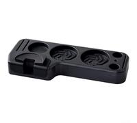 Base de madera para espresso con 7 portafiltros de soporte, soporte de almacenamiento con múltiples agujeros para accesorios de café, organizador de ABS y madera maciza para cafetería en casa, negro y