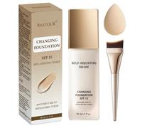Base de maquillaje adaptativa para piel madura Mayores de 50 años, base cambiante SPF 15 con pincel de maquillaje y esponja de maquillaje (1 unidad)