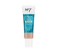 Base de maquillaje avanzada No7 Protect & Perfect All in One - Vainilla fresca - Base de maquillaje antiedad con FPS 50 para mujer - Crema base que ay