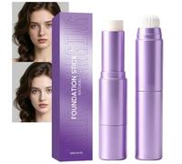 Base de maquillaje con cambio de color, 2 en 1 Face Makeup Stick con pincel, lápiz base de ajuste de sombra, base de tez oscura, base de 10 g de base cremosa para el uso diario (color natural)