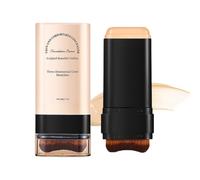 Base de maquillaje de cobertura completa, barra multiusos, base de maquillaje en crema con pincel, corrector de doble cabezal y barra de contorno, resistente al agua, acabado mate (03# beige cálido)