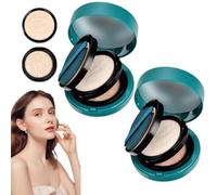 Base de maquillaje de doble capa rejuvenecedora Red Ginseng, base de maquillaje de doble capa 2 en 1, crema CC con almohadilla de aire, crema BB correctora para maquillaje facial (#01+#02)