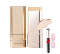 Base De Maquillaje En Barra 2 En 1 Con Brocha,Cobertura Total,Doble Cabezal,B-Arra F-Lawless Multiusos,Hidratante,Ligera, Acabado Natural De Larga DuracióN (Blanco brillante - 1 unidad, Tamaño)