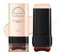 Base de Maquillaje en Barra Hidratante y Ligera 2 en 1, Foundation Stick with Built-In Brush, Acabado Mate, Cubrir Manchas, Larga duración, Resistente al Agua, Para Todo Tipo de Piel (Crema 01#)