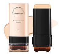 Base de Maquillaje en Barra Hidratante y Ligera 2 en 1, Foundation Stick with Built-In Brush, Acabado Mate, Cubrir Manchas, Larga duración, Resistente al Agua, Para Todo Tipo de Piel (Trigo 04#)