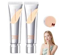 Base De Maquillaje Líquida De Larga Duración Y Cobertura Total, Corrector De Ojeras, Sérum De Cobertura, Maquillaje De Cobertura Total, Larga Duración, Hidratante (Marfil/2 unidades)