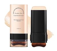 Base de maquillaje multiusos, base de maquillaje en crema, con pincel, corrector de doble cabezal y barra de contorno, resistente al agua, acabado mate natural (01Cream)