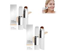 Base de maquillaje que cambia de color con brocha, base hidratante ligera, base de cobertura completa a media para un aspecto natural, corrector hidratante de larga duración (LVORY 2 unidades)