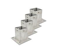 Base de poste de acero inoxidable, 4 unidades, conectores de poste de madera para porche, cubierta, barandilla, valla, puerta, pérgola (50 x 50 mm) - Soporte duradero para exteriores