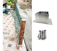 Base de poste de valla resistente con anclaje de hormigón y tornillos de madera, kit de soporte cuadrado de metal para jardín, patio, granja, pérgola y postes de buzón (12 x 12 cm)