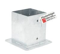 Base de poste - Soporte de poste 100 x 100 x 2,0 mm - Altura 150 mm - Ancla de poste - 1 pieza - Soporte de poste resistente a la corrosión - Poste de madera cuadrada - Acero galvanizado en caliente