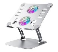 Base de refrigeración para portátil con ventilador, soporte metálico ajustable con doble ventilador, almohadilla de refrigeración ergonómica para portátil y portátil