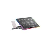 Mars Gaming MNBC13, Base Refrigeradora y Stand para Portátiles hasta 17”, Iluminación ARGB 10 Modos, 13x Ventiladores con LED Blanco, Regulable 8 Posiciones, Pantalla LCD, Soporte Smartphone, Negro