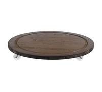 Base de Rodillo para Plantas Redonda de Madera Café con Ruedas Giratorias | Soporte para Macetas, Base Reforzada, Uso Interior Habitación, Estilo Rústico, Carga Estable