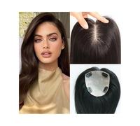 Base de seda de 12 x 14 cm for mujer, cabello humano Remy, sin flequillo, piezas de cabello liso, nudo doble que añade volumen al cabello. Wiglets(35cm)