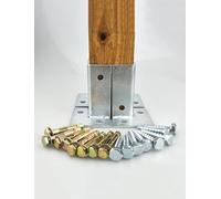 Base de soporte galvanizada ajustable para postes de pilares, columna, cubierta de pie, base de soporte de barandilla de patio, soporte de poste de pabellón al aire libre (4 piezas)