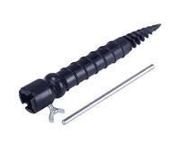 Base de Suelo Relaxdays, para sombrillas y tendedero, atornillable, Grosor de Varilla de 25 mm, Espiga de 29 cm, Negro