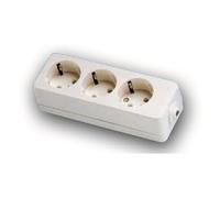 Base de toma de superficie con terminación T/T en blister, ideal para instalaciones eléctricas y alimentación de dispositivos.