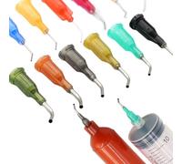 Base de tornillo de 1/2 pulgadas, 600 piezas de jeringa de punta roma doblada para pegamento líquido industrial, longitud de las agujas: 13 mm, 1,1 mm (ID) x 1,48 mm (DO), longitud total 30 mm, 17G