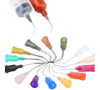 Base de tornillo de 1 pulgada, 100 agujas de dispensación de jeringa de punta roma doblada para pegamento líquido industrial, longitud de las agujas: 25 mm, 0.26 mm (ID) x 0.52 mm (OD), longitud total