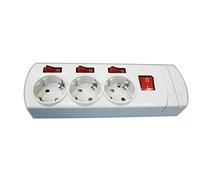 Base de tres tomas con interruptores independientes 16A/250V sin cable Electro DH. Termoestable 36.186/SC 8430552130139