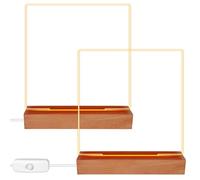 Base de visualización de luces LED, base de madera LED con placa acrílica, base de pantalla de luces USB, lámpara de cristal acrílico, color cálido, rectangular, base de iluminación de madera, para