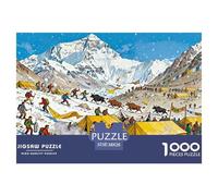 Base del Campamento del Monte Everest Puzzle De Madera Impermeable Puzzles De 1000 Piezas para Adultos Desafiante Y Estimulante Rompecabezas para Juegos Desafiantes