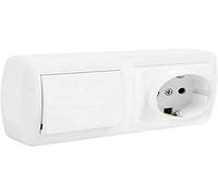 E3/42993 Base Doble Bipolar Con T/T Lateral + Conmutador De Cruce Y Con Obturador 148X72X28Mm S. Mural Solera