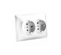 Base doble monoblock blanca 16A, universal, ideal para instalaciones eléctricas en hogares y oficinas, proporciona conexión segura y eficiente.