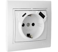 Base fija 2P+T,16A 250V+1 USB tipo A y C 2,1A 5Vserie EuropaSOLERA ERP60USBC-U