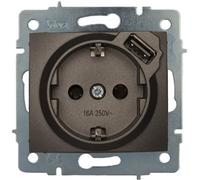 Base fija 2P+T 16A 250V + USB 2,1A 5V sin marco serie EuropaSOLERA ERP60USBNGGrafito