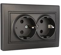 Base fija doble 2P+T, 16A 250V monobloc serie EuropaSOLERAERP60/2NGU Grafito