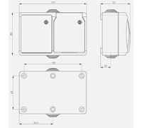 Base fija estanca IP44 con conmutador e interruptor, ideal para exteriores y ambientes húmedos, asegura el control seguro de circuitos eléctricos.