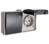 Base Fija Estanca IP44 con Conmutador/Interruptor - Ideal para Instalaciones Exteriores y Protección contra Agua y Suciedad.