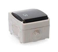 Base fija estanca IP44 con solera, impermeable y a prueba de polvo, perfecta para instalaciones eléctricas en exteriores o en ambientes húmedos.