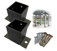 Base for poste, 2 bases cuadradas for poste, bases de anclaje con brida de acero inoxidable, soportes for postes atornillados, soportes for postes de barandilla/placa base de terraza(185x185x130mm)