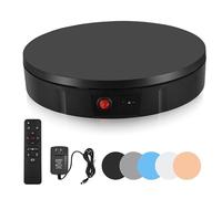 Base Giratoria Eléctrica,100KG 30CM Plataforma Giratoria, Dirección y Velocidad de 360° Ajustable Plato Giratorio con 5 Tableros de Fondo y Control Remoto para Fotografía(Negro)